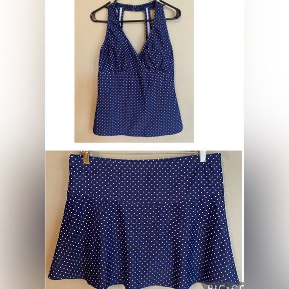 Miladays Tankini and Skirt Swimsuit Polka Dots Size 40/42 - Picture 1 of 10